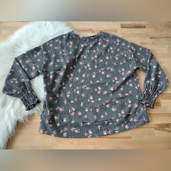 {Ellen Tracy} Houndstooth floral print top - Picture 6 of 6